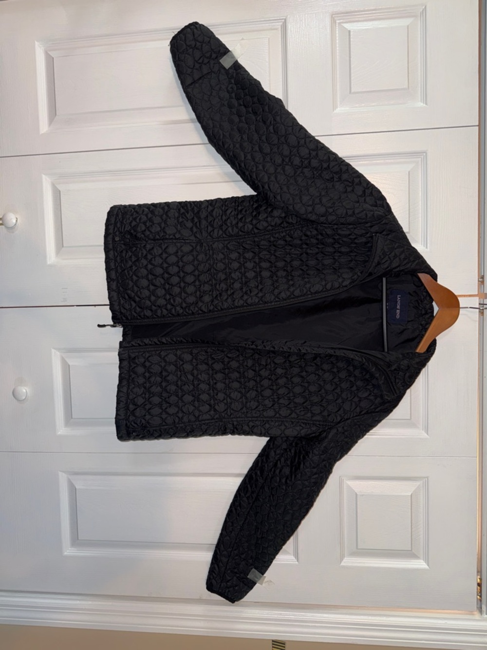 Lands' End Black Quilted Zip-Front Jacket